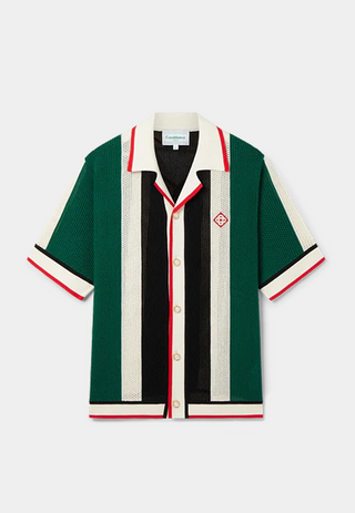Casablanca Striped Mesh Shirt Green/White/Black