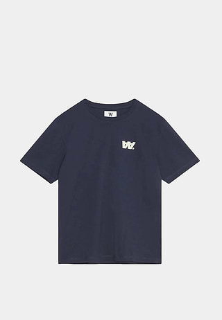 Wood Wood Ace Letter T-Shirt GOTS 7000 Navy