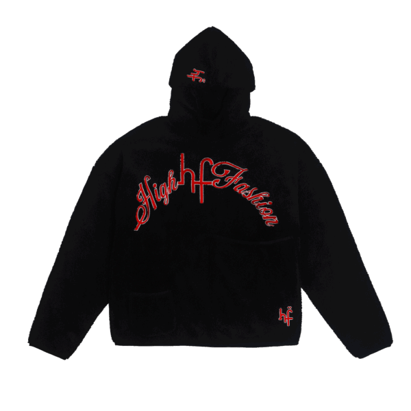 FLEECE HOODIE TOP - BLACK
