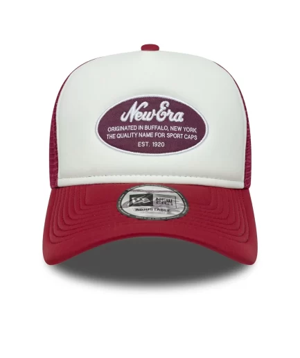 New Era Oval Foam Patch Dark Red 9FORTY A-Frame Trucker Adjustable Cap
