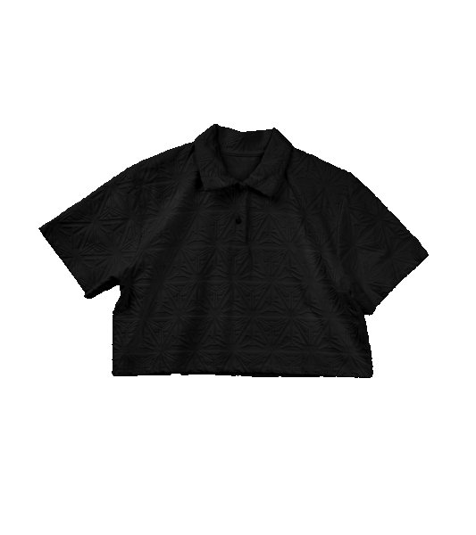 Monogram Plush Cropped Polo Shirt Black