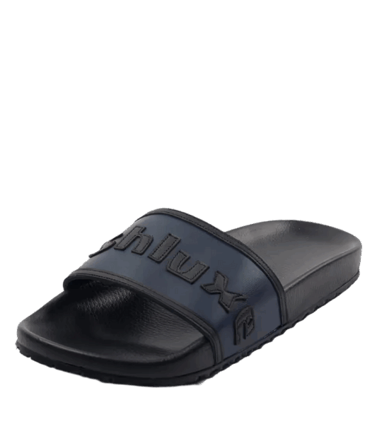 Ashluxe Stitched Leather Slides Blue