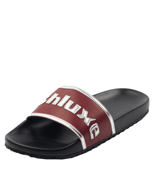 Ashluxe Stitched Leather Slides Red