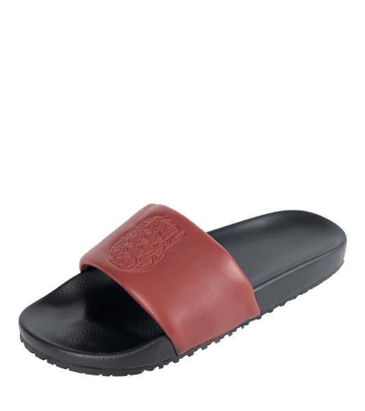 Ashluxe Emblem Leather Slides Red