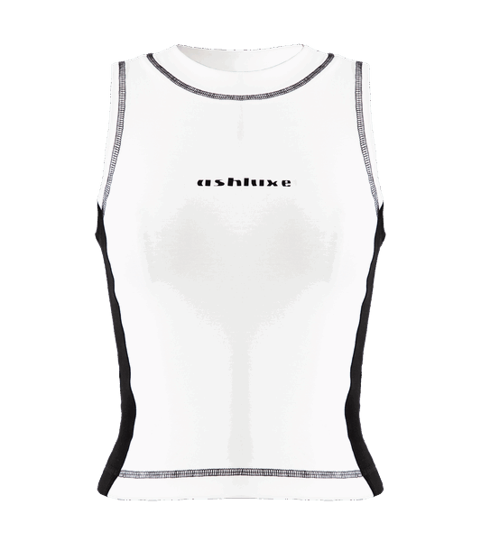 Ashluxe Threaded Tank Top White Black