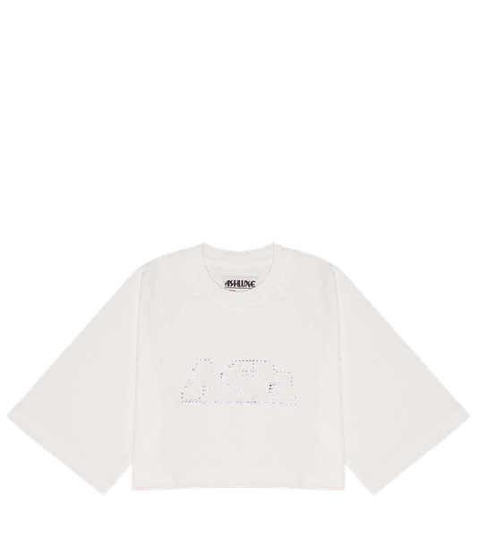 Ashluxe Bling Crop Tee White