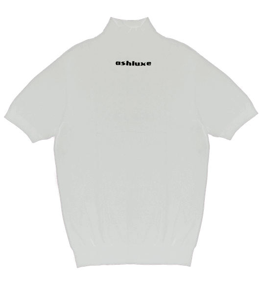 Ashluxe Ribbed Turtleneck Tee White