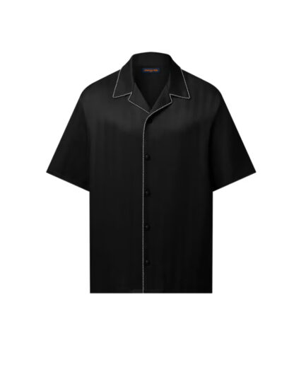 Louis Vuitton Bead-Embellished Short-Sleeved Silk Shirt – black