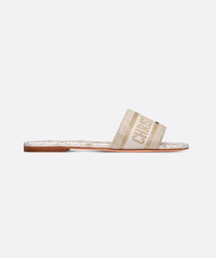 Dior Dway Slide – White and Gold-Tone