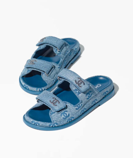 Chanel Leather Backless CC ‘Dad’ Sandals – Denim Blue
