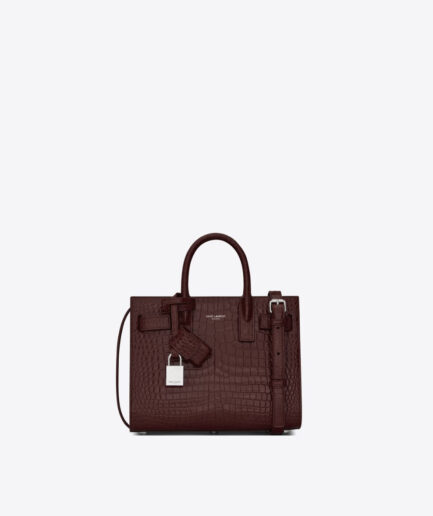 Saint Laurent Sac De Jour Nano In Crocodile Embossed Leather – rouge legion