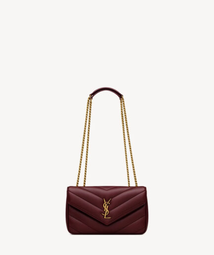 Saint Laurent Loulou Small in Matelassé Lambskin – rouge cabernet