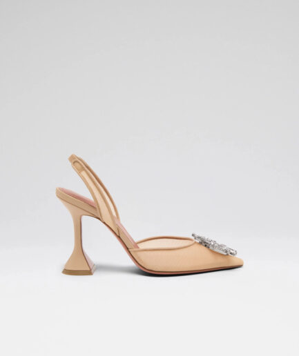 Amina Muaddi Begum Mesh Sling 95 Beige Mesh