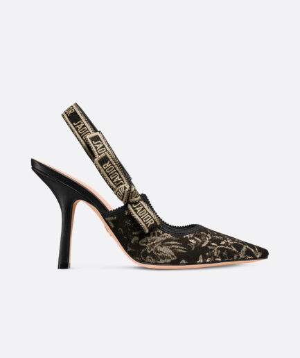 Dior J’Adior Slingback Pump – Black and Gold-Tone Millefiori Jacquard
