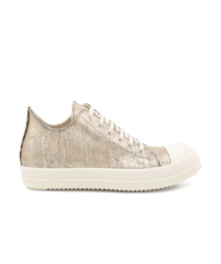 Rick Owens DRKSHDW Hollywood metallic-printed lace-up sneakers – gold / milk
