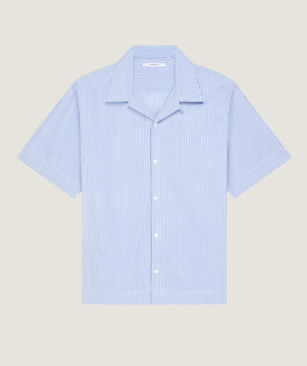 Givenchy Striped shirt in cotton with GIVENCHY Stamp – white/light blue