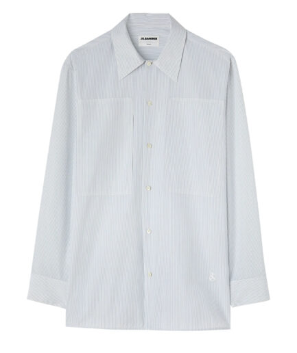 Jil Sander Tuesday Striped Long-sleeve Cotton Shirt – light blue & white