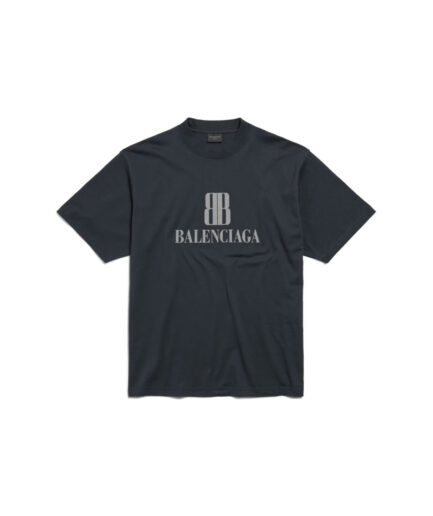 Balenciaga Men’s Nano BB T-shirt Medium Fit in Black Faded