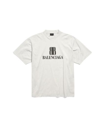 Balenciaga Men’s Nano BB T-shirt Medium Fit in Dirty White