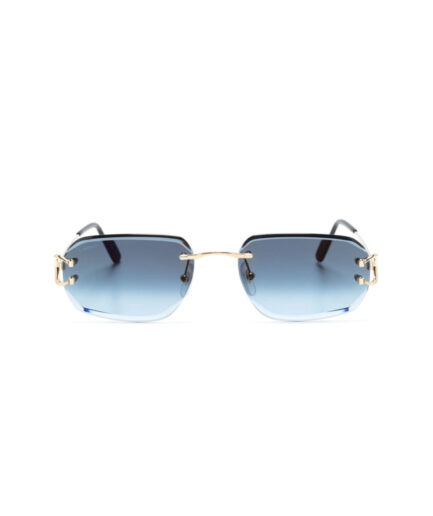 Cartier Eyewear rimless rectangle-frame sunglasses – gold-tone/blue