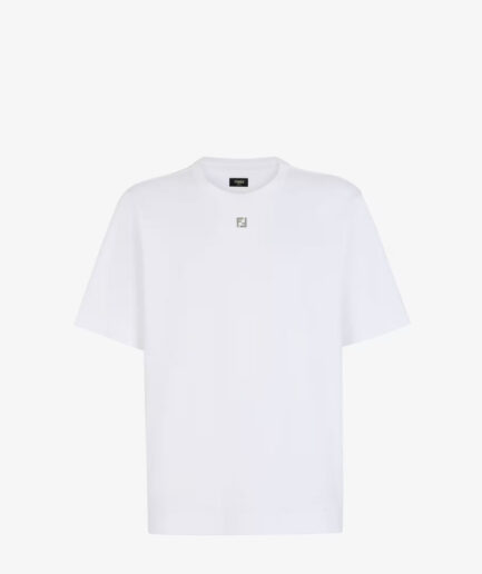FENDI Metal FF Logo-plaque Cotton T-shirt – white