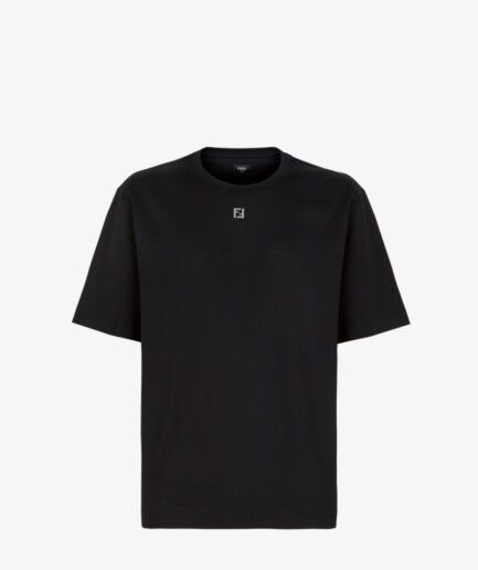 FENDI Metal FF Logo-plaque Cotton T-shirt – black