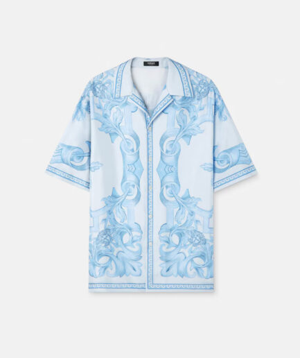 Versace Architectural Baroque SIlk Shirt – blue/white