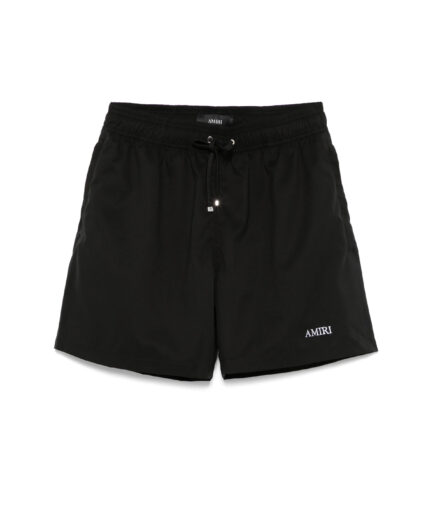 AMIRI Embroidered-logo Swim Shorts – black/white