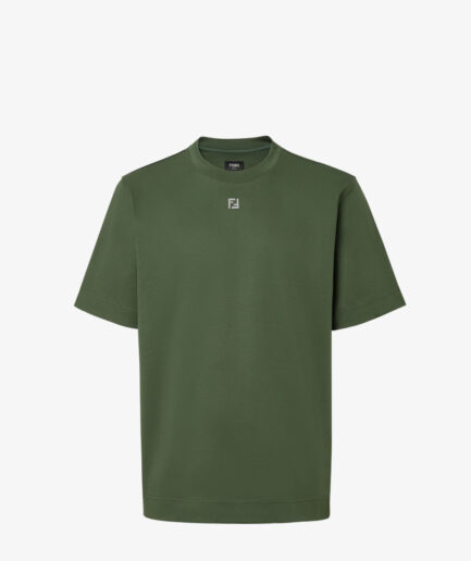 FENDI Metal FF Logo-plaque Cotton T-shirt – green