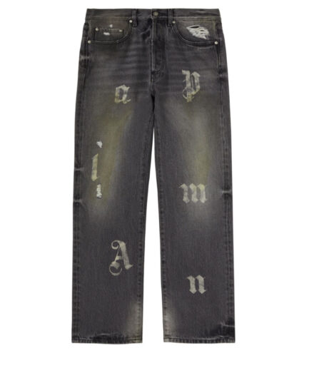 Palm Angels Logo Patch Loose Jeans – Charcoal Grey