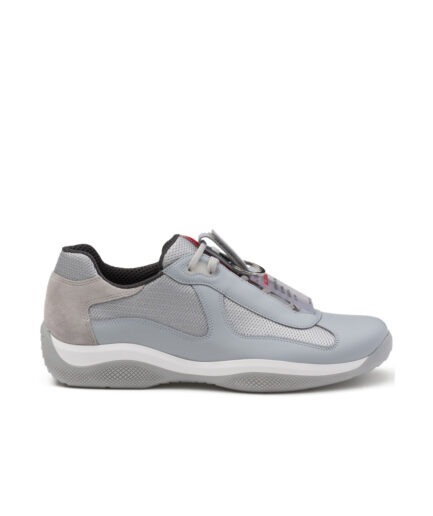 Prada America’s Cup logo-patch Sneakers – beluga grey