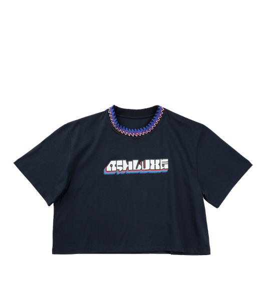 Knitted Neck Cropped T-shirt Black