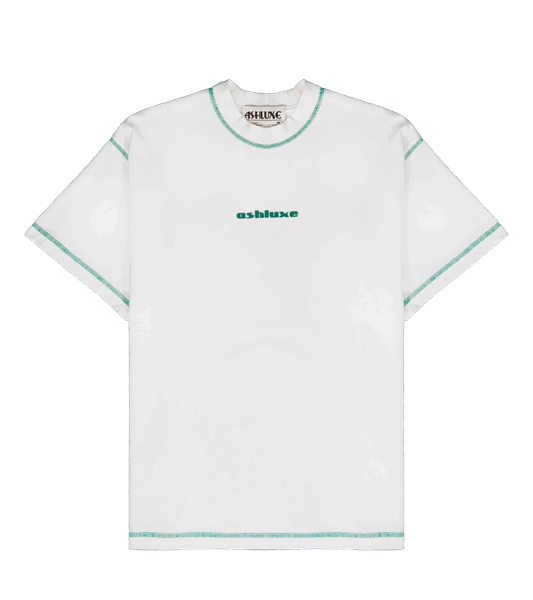 Ashluxe Green Threaded Tee White