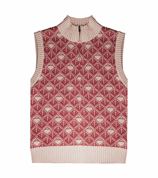 Ashluxe Zip Monogram Knitted vest Pink