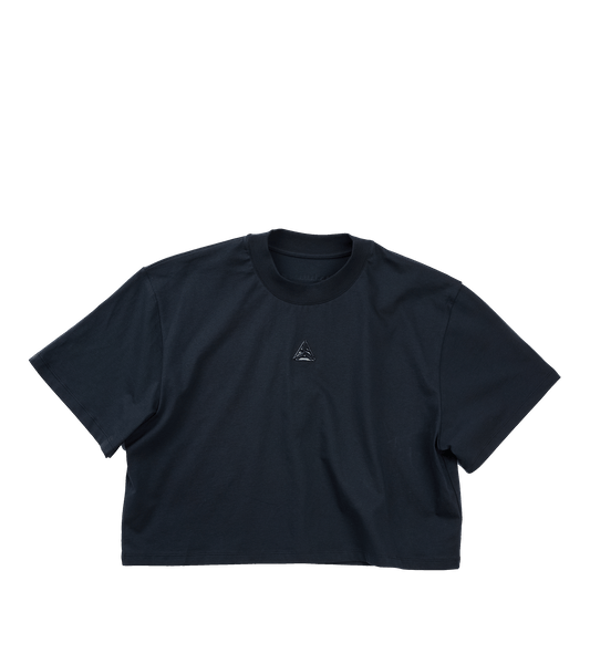 Metallic Logo Cropped T-shirt Black