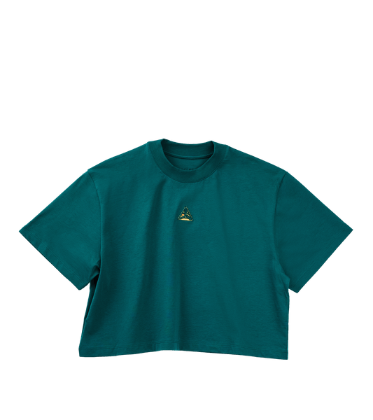 Metallic Logo Cropped T-Shirt Green