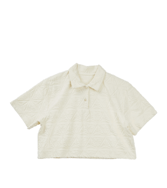 Monogram Plush Cropped Polo Shirt White