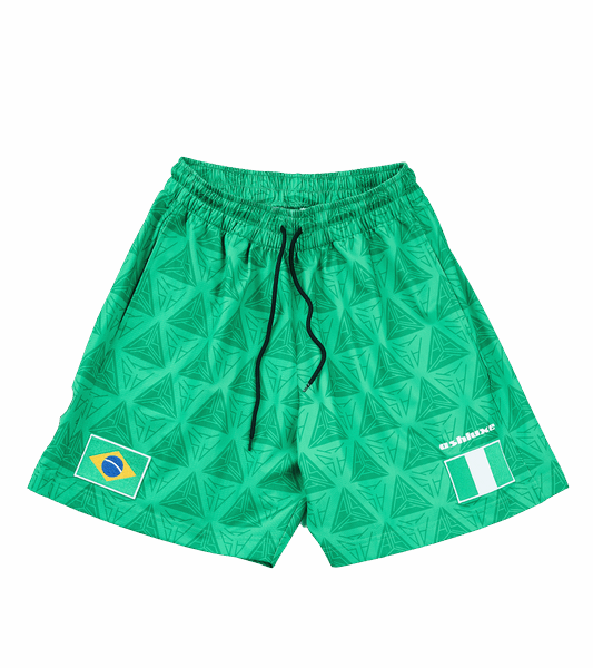 Nigeria X Brazil Football Shorts Green