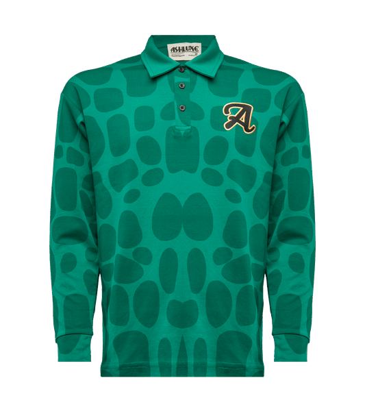 Ashluxe A Print Longsleeve Polo Green