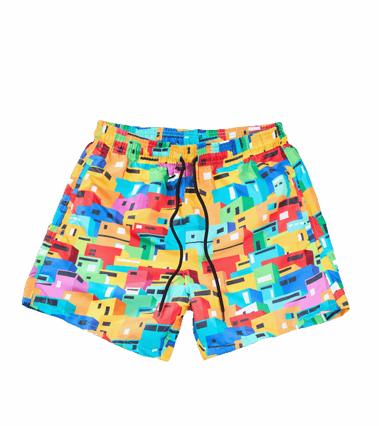 Urban Mosaic Print Swim Shorts Multi