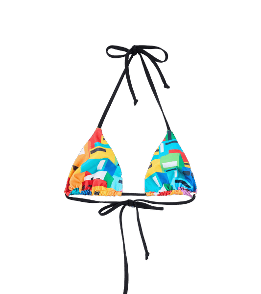 Urban Mosaic Print Triangle Bikini Top Multi