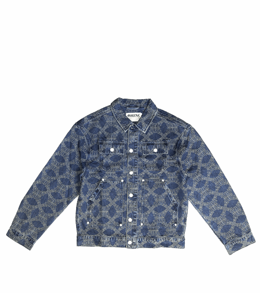Ashluxe Monogram Denim Jacket Blue