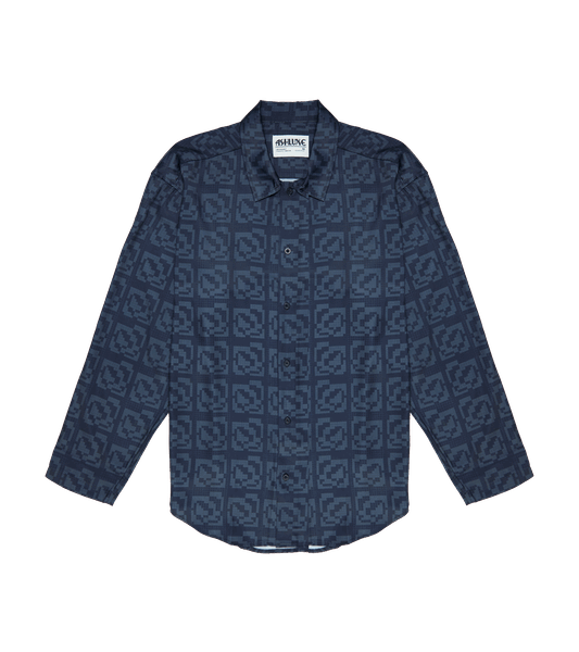 Ashluxe Exquisite Pixel Satin Shirt Black