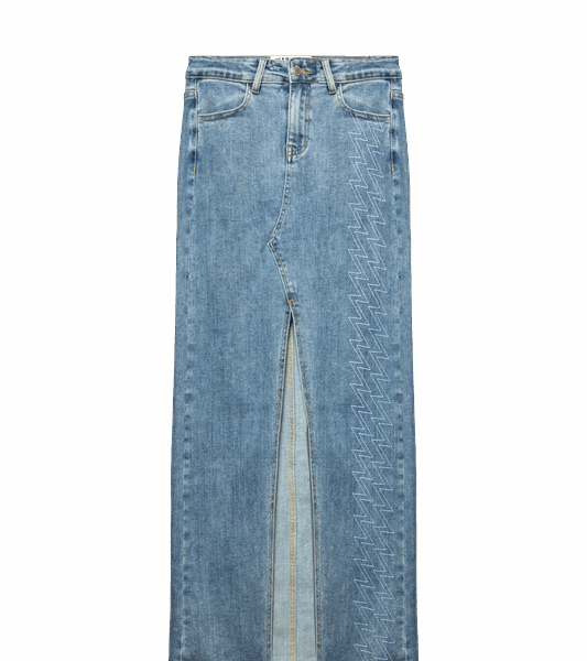 Ashluxe Women's Trucker Denim Skirt Blue