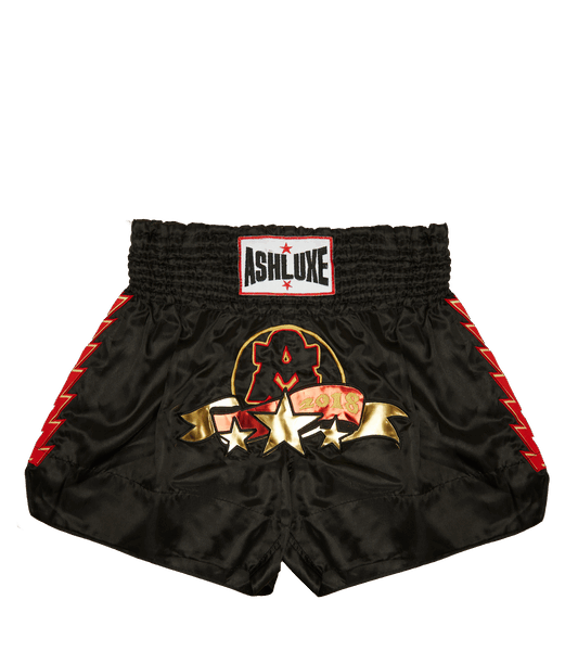 Ashluxe Boxing Trunk Black Gold Red