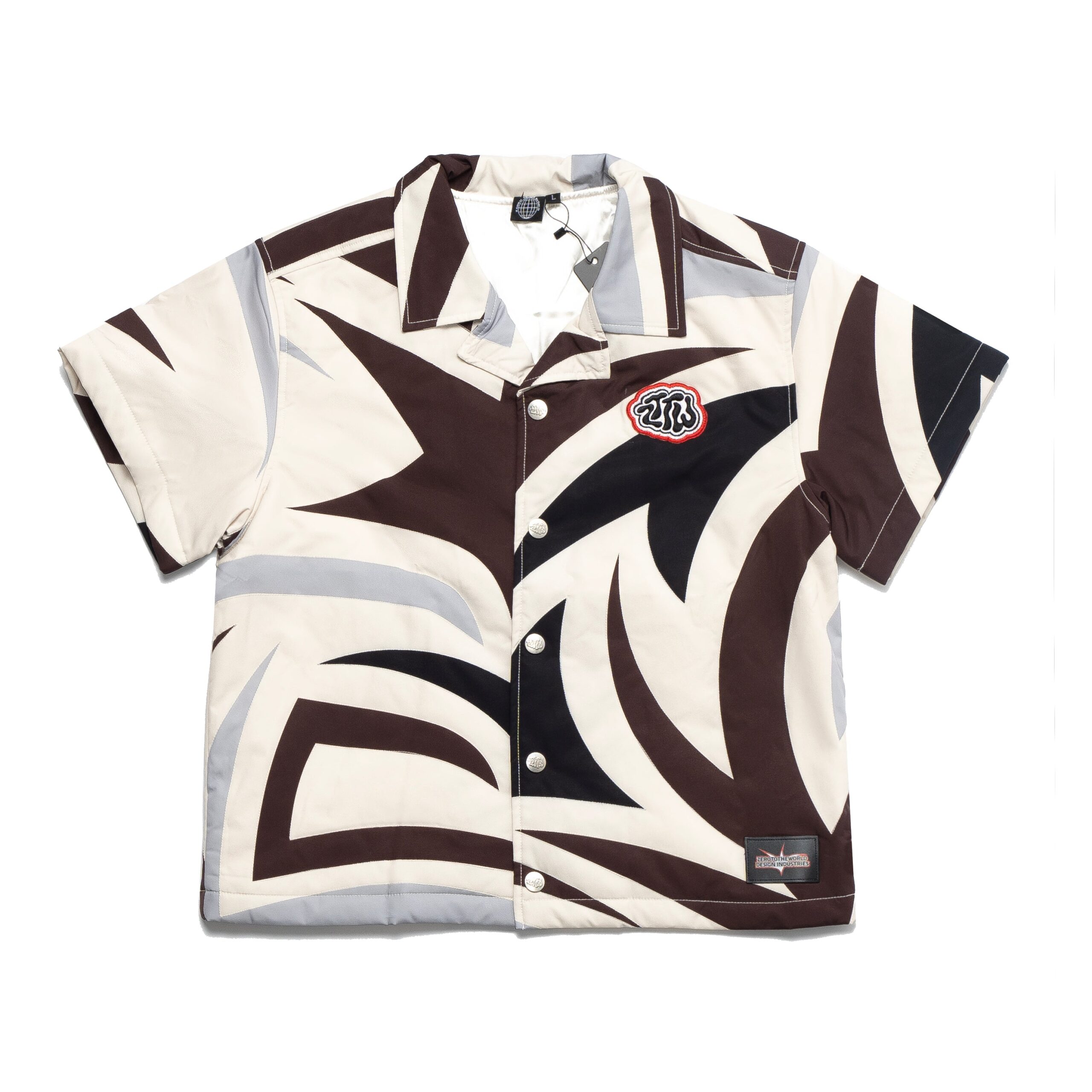 cream camo puffer top