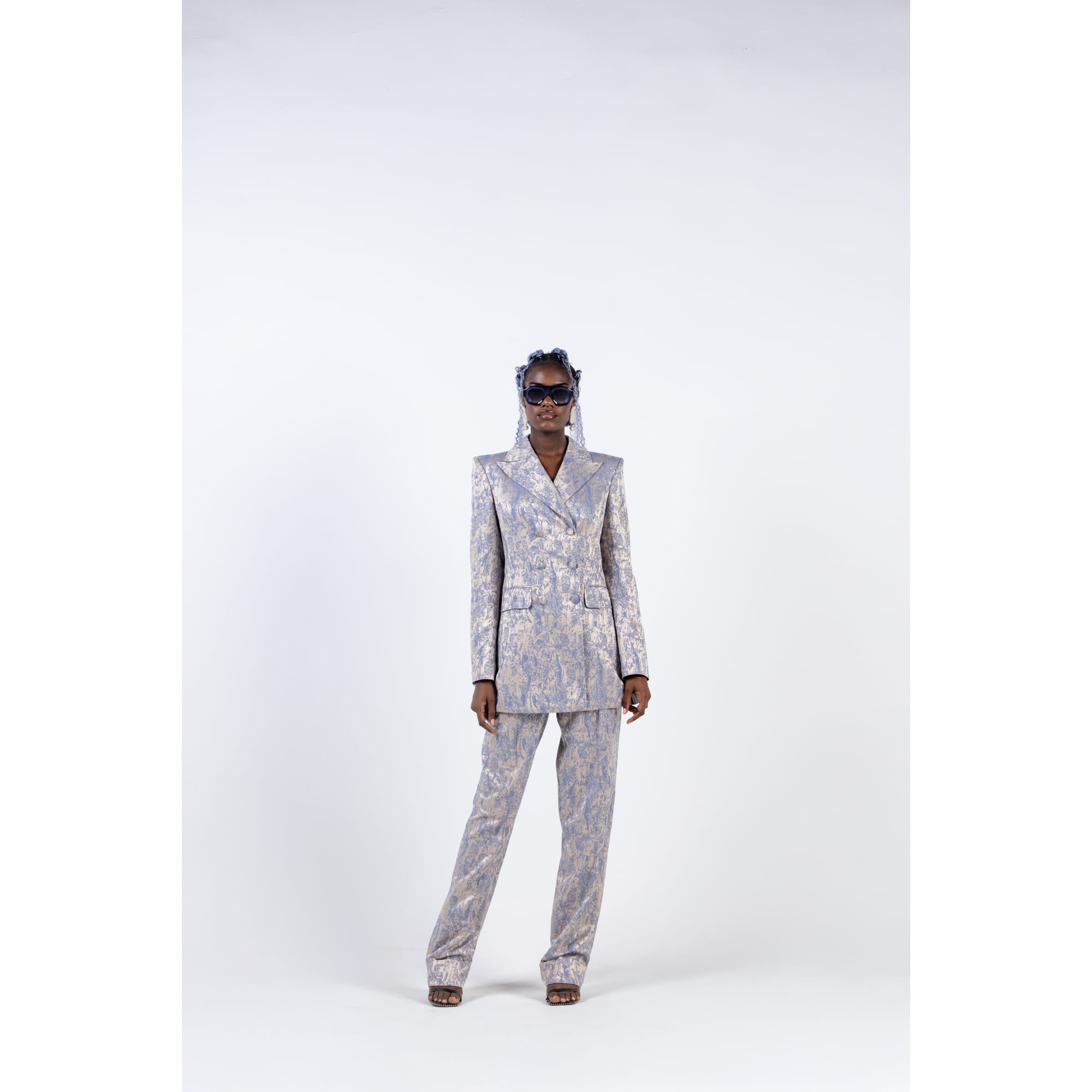 SILK PATTERNED JACQUARD DOUBLE BREASTED SUIT