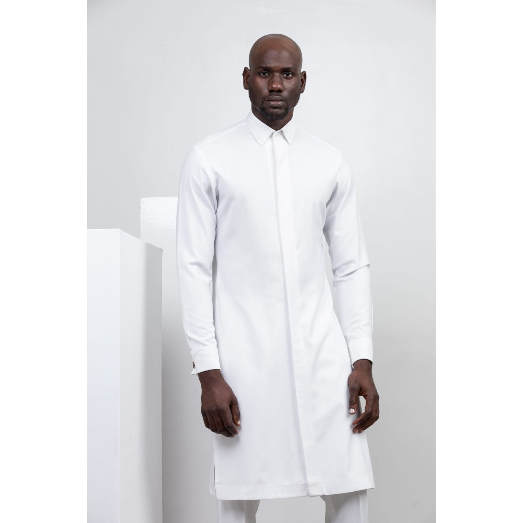 IVORY CLASSIC COLLAR KAFTAN SHIRT AND TROUSERS