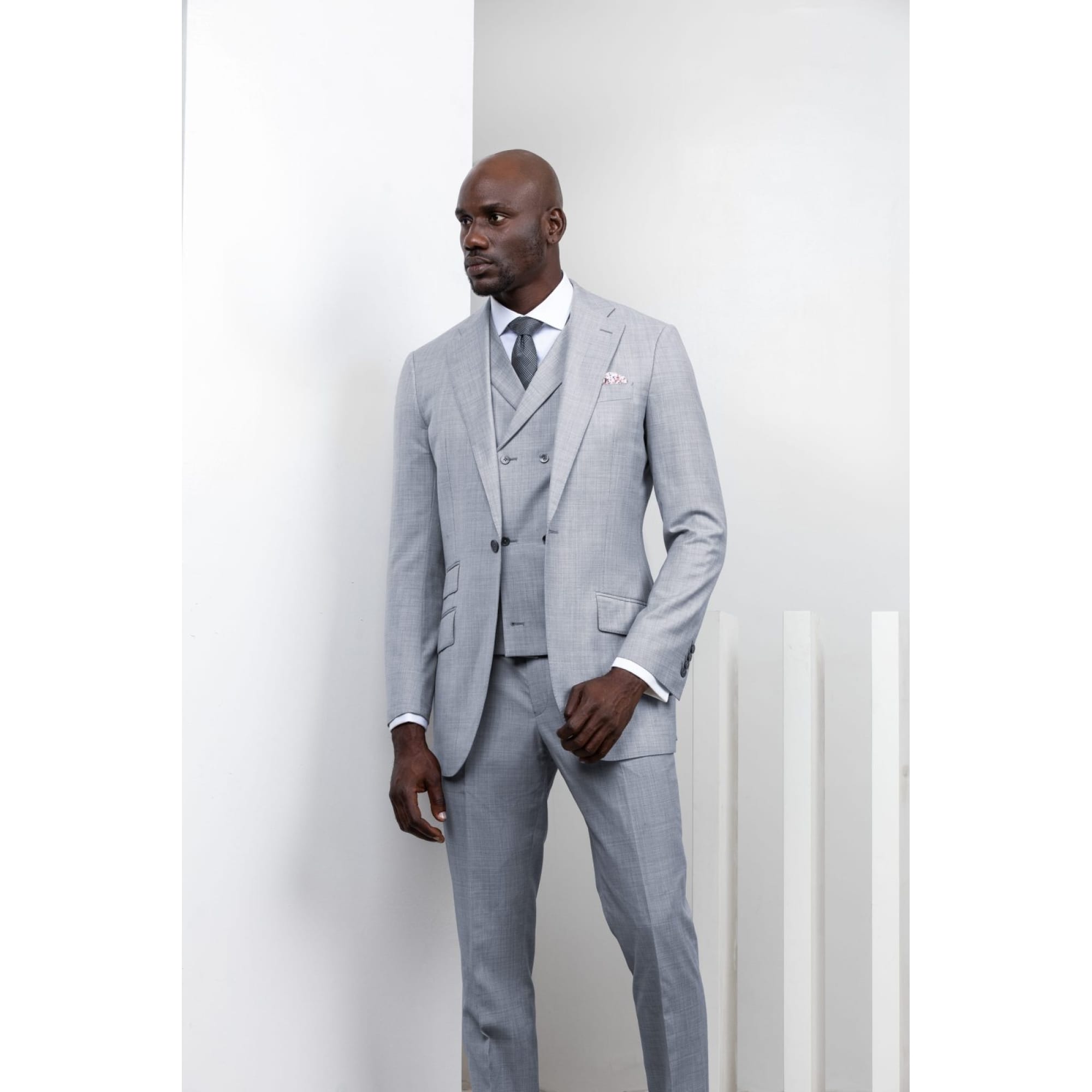 Grey three piece suit