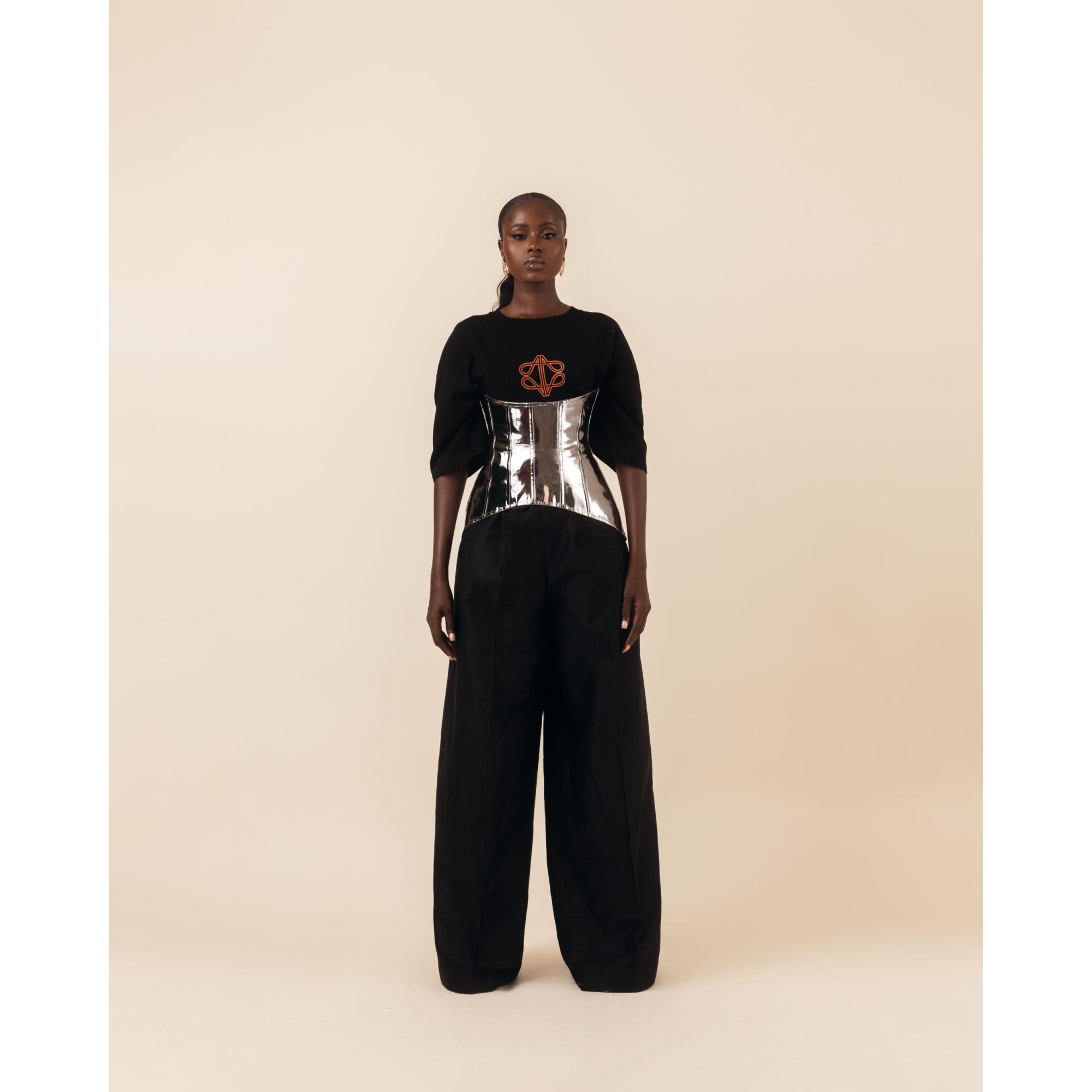 METALLIC SILVER CORSET BELT